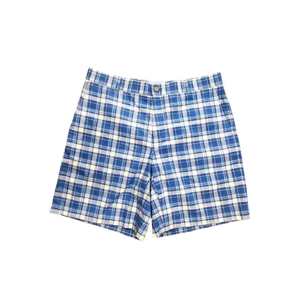 Southern Tide men's 'The Skipjack' short blue Plaid size 36x9 cotton